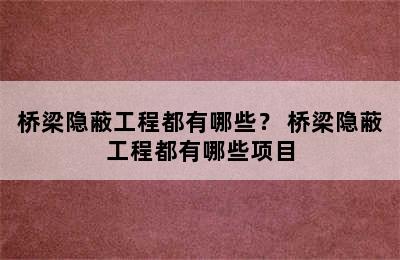 桥梁隐蔽工程都有哪些？ 桥梁隐蔽工程都有哪些项目